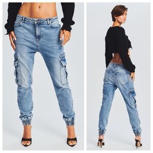 NEW SER.O.YA Veronica Drop Crotch Jogger (Sz 25) Denim Jeans Sorrento Wash